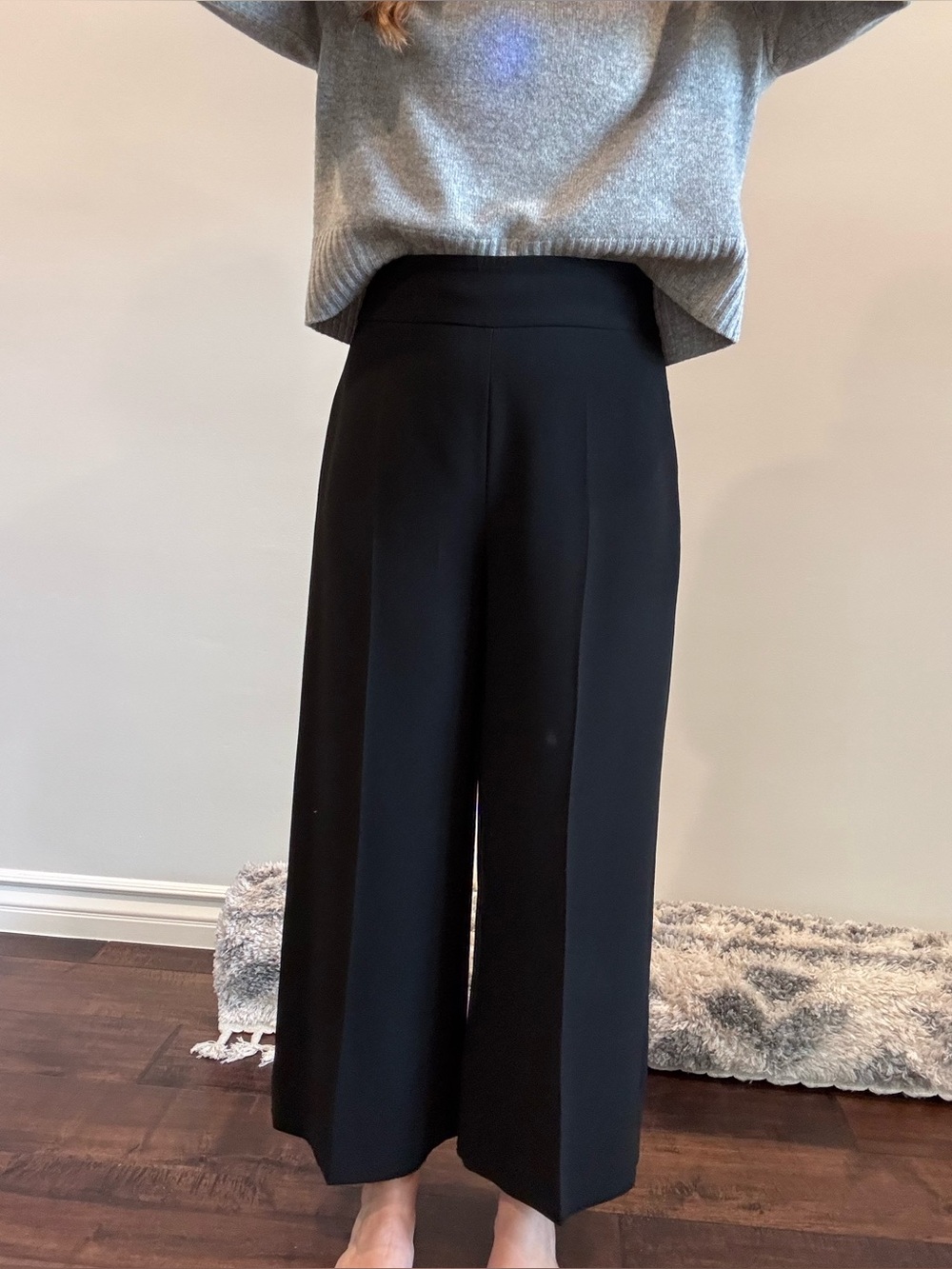 Zara Cropped Wide Leg Black Women's Pants